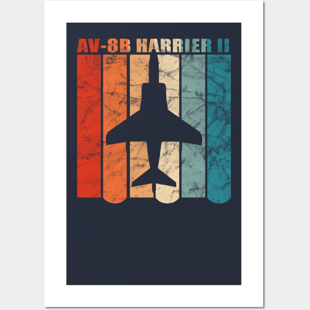 AV-8B Harrier II Jet Airplane Retro Vintage Design Wall Art by DesignedForFlight